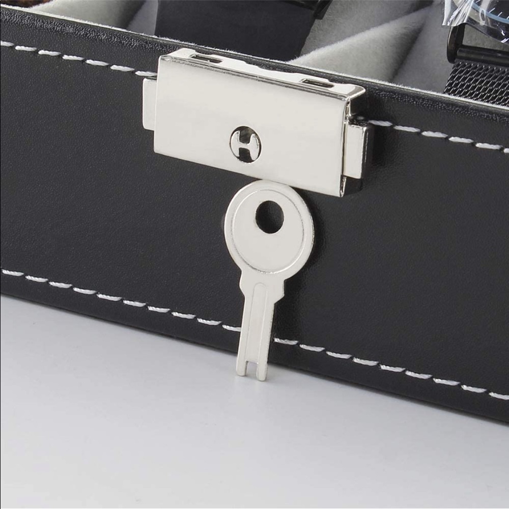 6 Slot Watch Box Display Case Organizer | Black | Gifts For Him 🎁 - Picture 3 of 4